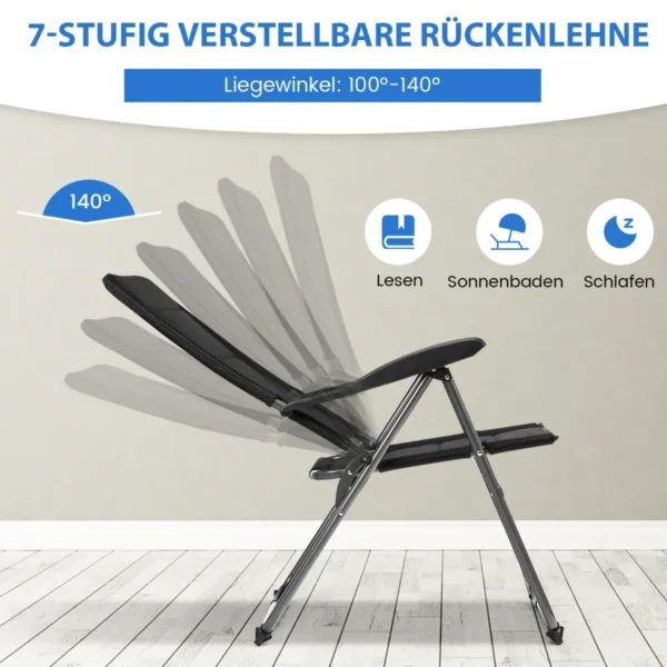 Rinkinys iš 2 sulankstomų kėdžių 71x58x102cm., juodos spalvos