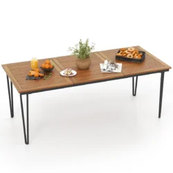 Lauko stalas 200x90x75cm., rudos/juodos spalvos
