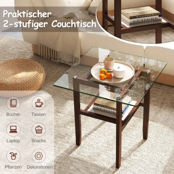 Šoninis staliukas 61x61x62cm., rudos spalvos