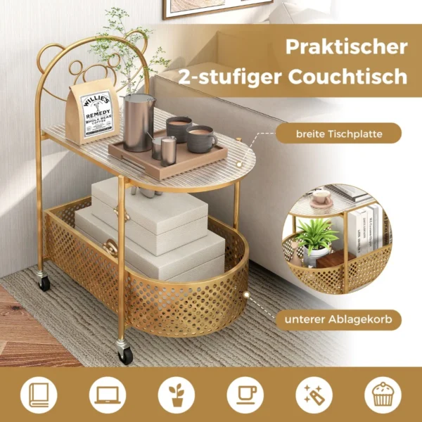 Šoninis staliukas 60x40x76cm., auksinės spalvos