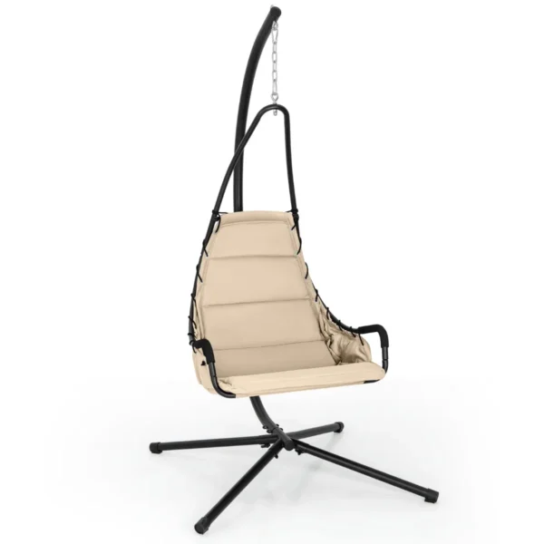 Pakabinamas krėslas su stovu 105x101x203cm., juodos/smėlio spalvos