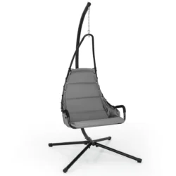 Pakabinamas krėslas su stovu 105x101x203cm., juodos/pilkos spalvos