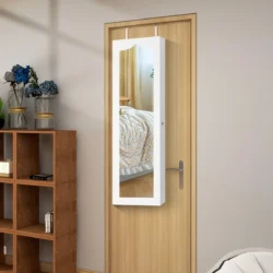 Pakabinamas veidrodis-papuošalų spintelė 36,5x11,5x120cm., baltos/juodos spalvos