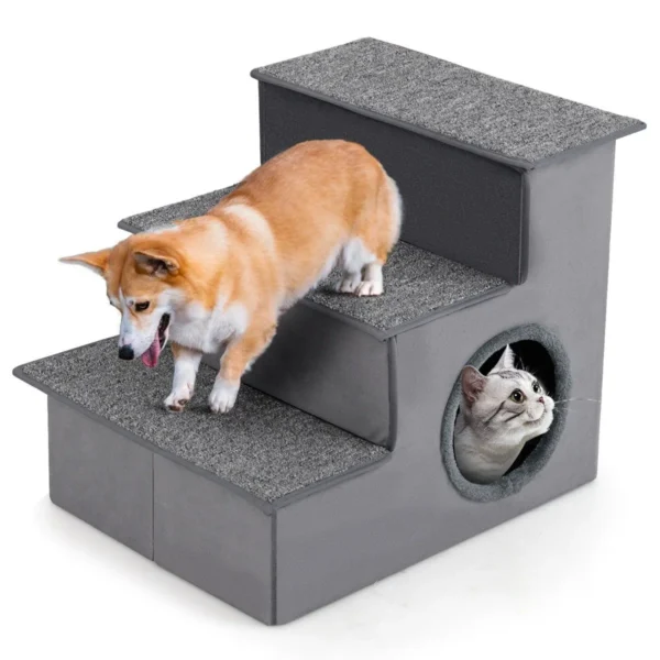 Laiptai gyvūnams 54x42x44cm., pilkos spalvos