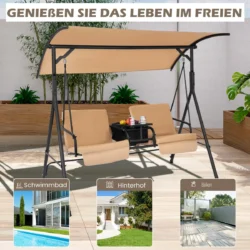 Sodo sūpynės 181x124x161,5cm., šviesiai rudos/juodos spalvos