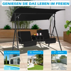 Sodo sūpynės 181x124x161,5cm., juodos spalvos