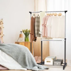 Drabužių kabykla 157x44x168cm., juodos/sidabrinės spalvos