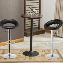 Rinkinys iš 2 baro kėdžių 52x52x98cm., juodos/sidabrinės spalvos