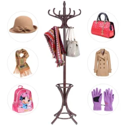 Drabužių kabykla 54x54x186cm., rudos spalvos