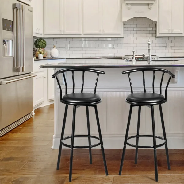 Rinkinys iš 2 baro kėdžių 56x56x102cm., juodos spalvos