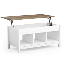 Kavos staliukas 105x52x49cm., baltos/rudos spalvos