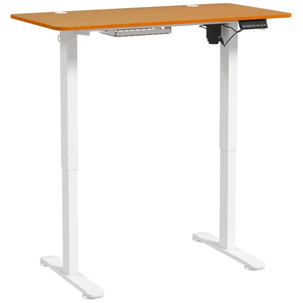 Reguliuojamo aukščio elektrinis stalas Vinsetto 120x60x116cm., šviesiai rudos/baltos spalvos