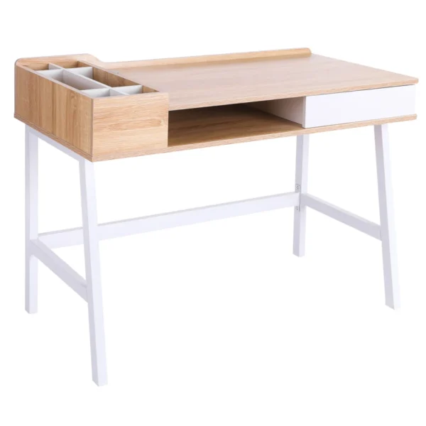Rašomasis stalas Homcom 100x55x81,5cm., šviesiai rudos/baltos spalvos
