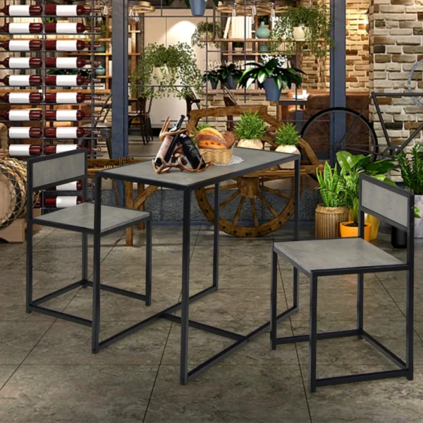 Valgomojo baldų komplektas 3 dalių, juodos/pilkos spalvos