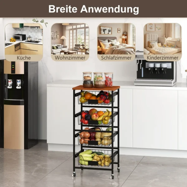 Virtuvės vežimėlis 42x31x89cm., juodos/rudos spalvos