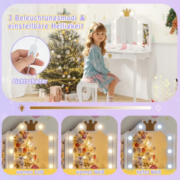kinder-schminktisch-set-prinzessinnen-schminktisch-set-12176_6_.webp Vaikiškas tualetinis staliukas su kėdute, baltos spalvos