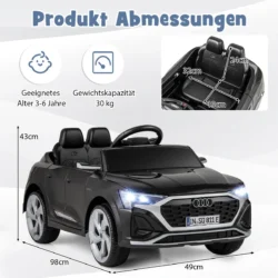 Vaikiškas elektrinis automobilis 98x49x43cm., juodos spalvos