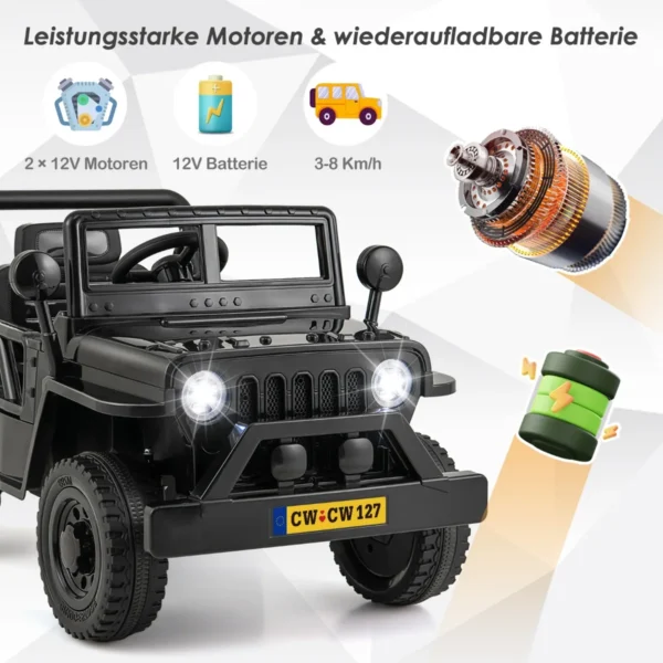 Vaikiškas elektrinis automobilis 102,5x64x59,5cm., juodos spalvos