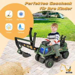 Vaikiškas ekskavatorius stumdukas 113x36x39cm., tamsiai žalios/juodos spalvos