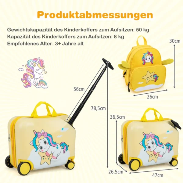 Vaikiškas lagaminas ir kuprinė, geltonos/juodos spalvos