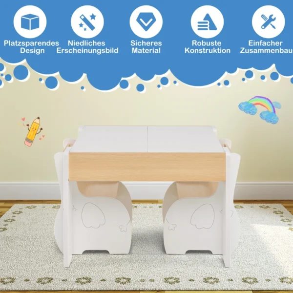 Vaikiškas stalas su kėdėmis, baltos/šviesiai rudos spalvos