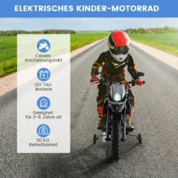 Elektrinis vaikiškas motociklas 106,5x56x80cm., juodos spalvos