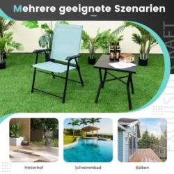 Rinkinys iš 2 sulankstomų kėdžių 65x60x93cm., žalios/juodos spalvos