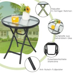 Sulankstomas lauko stalas 46x46x47cm., juodos spalvos