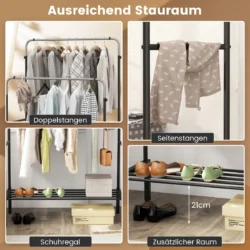 Drabužių kabykla 108x50x125cm., juodos/sidabrinės spalvos