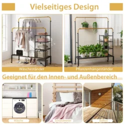 Drabužių kabykla 135x54x167cm., juodos/sidabrinės spalvos