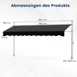 Markizė 180x400x300cm., juodos spalvos