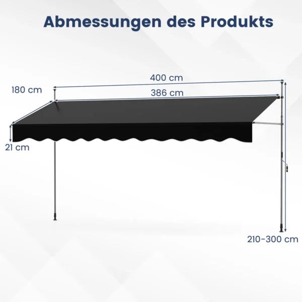 Markizė 180x400x300cm., juodos spalvos