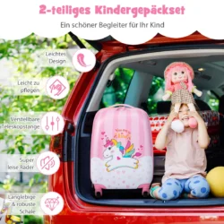 Vaikiškas lagaminas ir kuprinė, rožinės spalvos