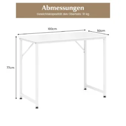 Rašomasis stalas 100x50x77cm., baltos spalvos