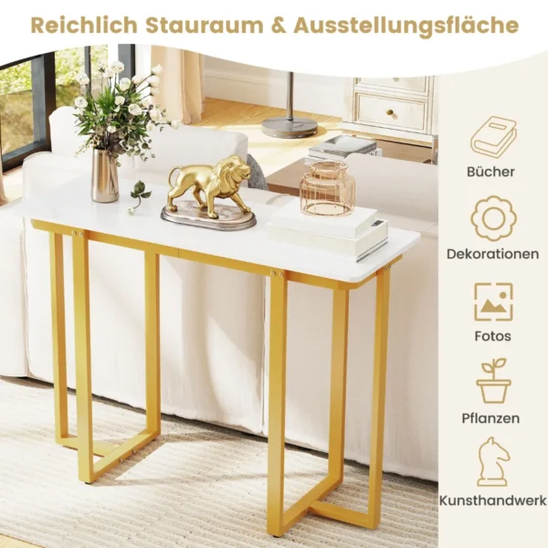 Konsolė 107x40x79,5cm., baltos/auksinės spalvos