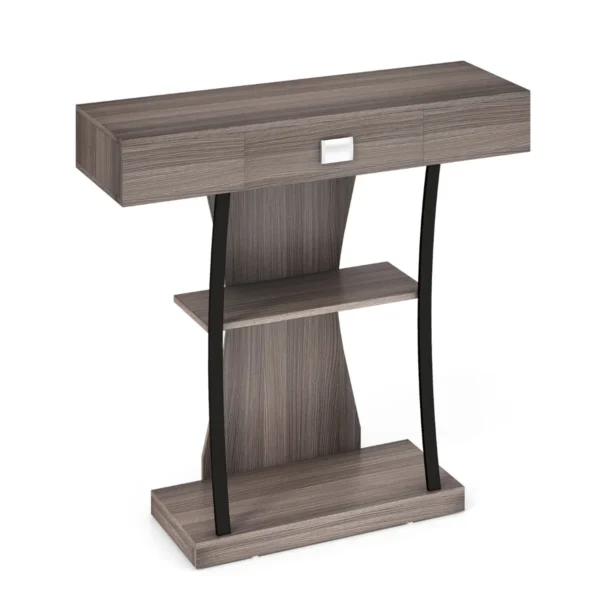 Konsolė 91x30x88cm., tamsiai pilkos/juodos spalvos