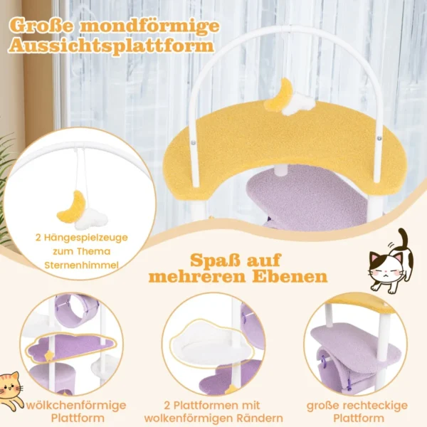 kratzbaum-katzenturm-12027_5_.webp Draskyklė namelis 60x158cm., violetinės/baltos spalvos