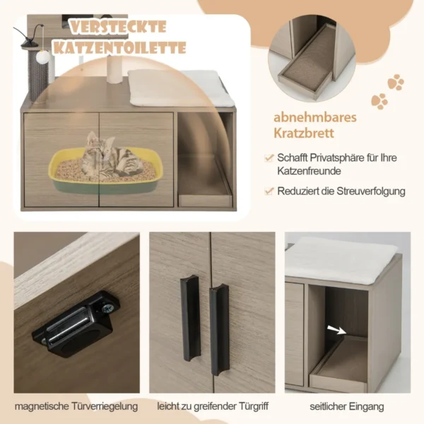 kratzbaum-katzenturm-pv10119gr_2_.webp Draskyklė namelis 95x55,5x132cm., pilkos/baltos spalvos