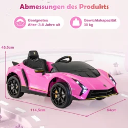 Vaikiškas elektrinis automobilis 114,5x64x45,5cm., rožinės/juodos spalvos