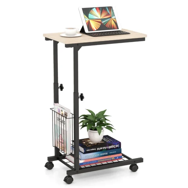 Nešiojamojo kompiuterio stalas 50x30x80cm., šviesiai rudos/juodos spalvos