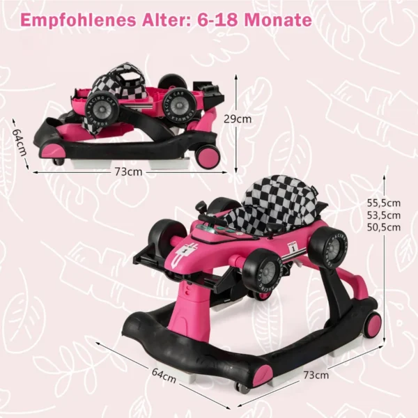 Vaikštynė 73x64x55,5cm., rožinės/juodos spalvos