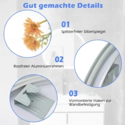 Led sieninis veidrodis 3x60x54cm., sidabrinės spalvos