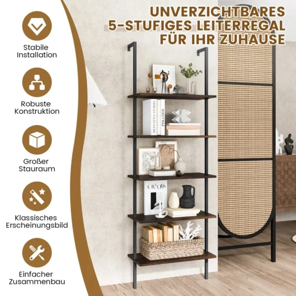 leiterregal-jv10453cf_4_.webp Pastatoma lentyna 60x30x180cm., rudos/juodos spalvos