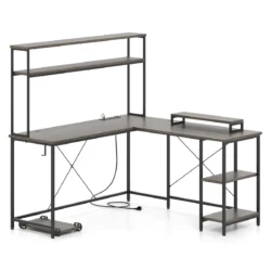 Rašomasis stalas 145x145x147cm., tamsiai pilkos/juodos spalvos