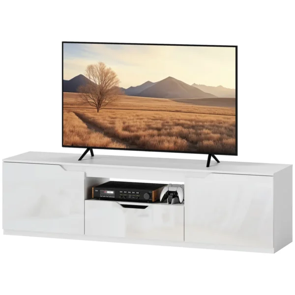 TV staliukas Homcom 160x38x43cm., baltos spalvos