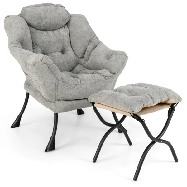 loungesessel-12058_7_.webp Fotelis su pakoju, pilkos/juodos spalvos