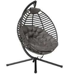 Pakabinamas supamasis krėslas Outsunny 126x118x172cm., juodos/tamsiai pilkos spalvos