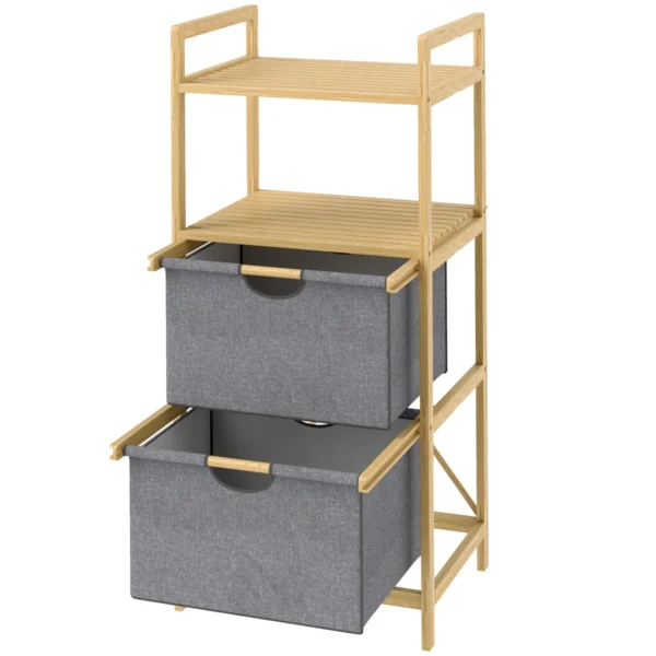 Vonios spintelė Homcom 44x34x96cm., šviesiai rudos/pilkos spalvos 