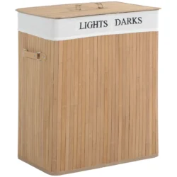 Skalbinių krepšys 100L Homcom 52x32x63cm., šviesiai rudos spalvos