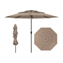 Lauko skėtis 300x300x245cm., rudos/juodos spalvos